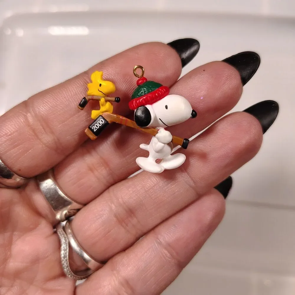 VTG Miniature Hallmark Snoopy & Woodstock Mixed LOT Of 3 Ornaments